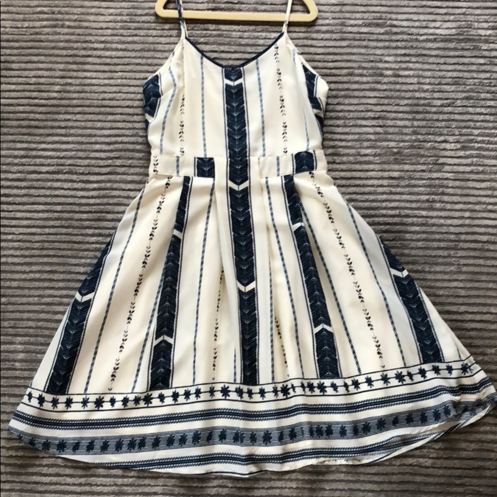 blue and off white summer dress